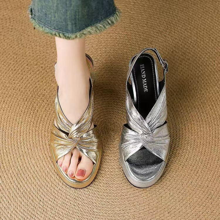 Special Interest Light Luxury Handmade Women's Shoes Retro Sandals