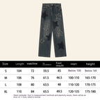 National Fashion XINGX Embroidery Washed Worn Jeans Men And Women Straight-leg Trousers