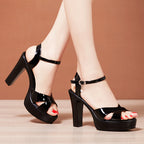 Women's Chunky Heel Summer New Patent Leather Plus Size Platform Women's Shoes