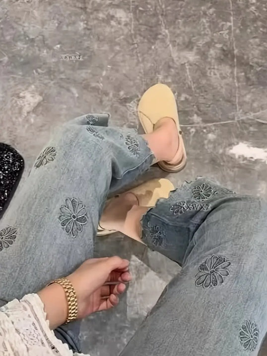 Ladies' High Waisted Straight Leg Loose Jeans