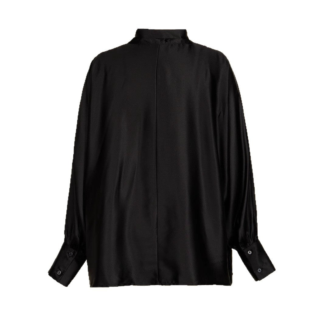 Fashion Bowknot Lace-up Long Sleeve Loose Shirt