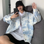 Tie-dye Denim Jacket Women's Peplum Loose