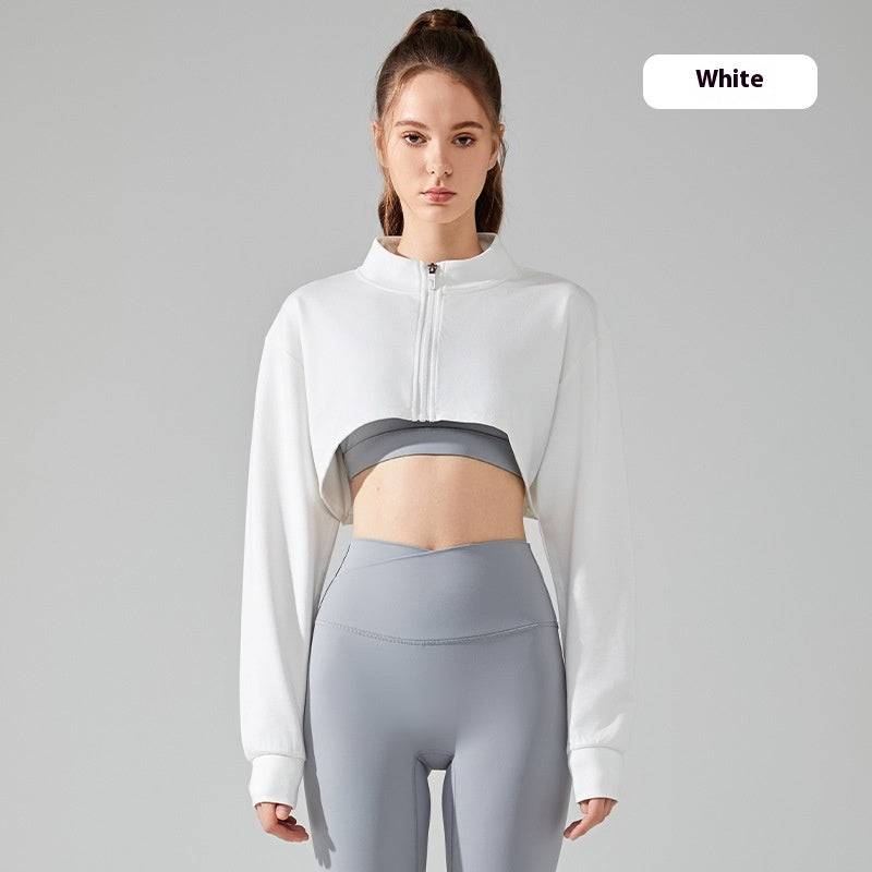 Short Navel Yoga Clothes Coat Long Sleeve Stand Collar