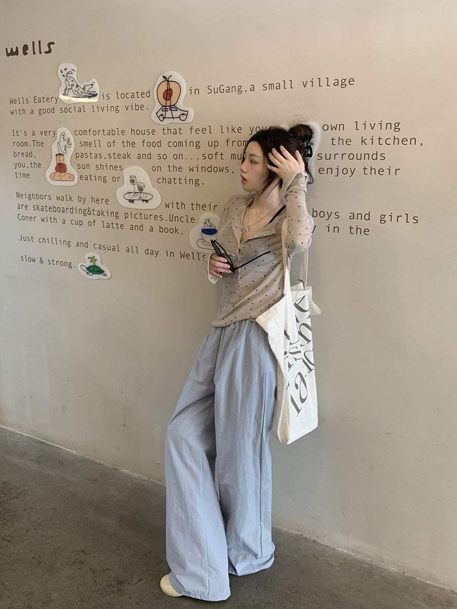 Summer Thin Polka Dot Slim T-shirt