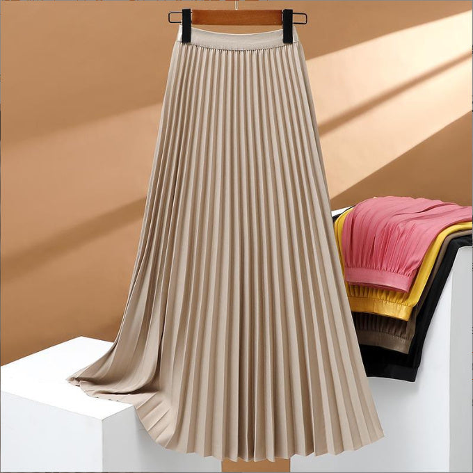 Women's Solid Color Fashion Pleated High Waist Pleated Skirt