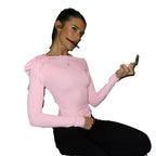 T-shirt Shoulder Personality Slim Fit Hot Girl Long Sleeve