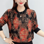 Loose Slimming Fashionable All-match Round Neck Long Sleeve Knitted Top