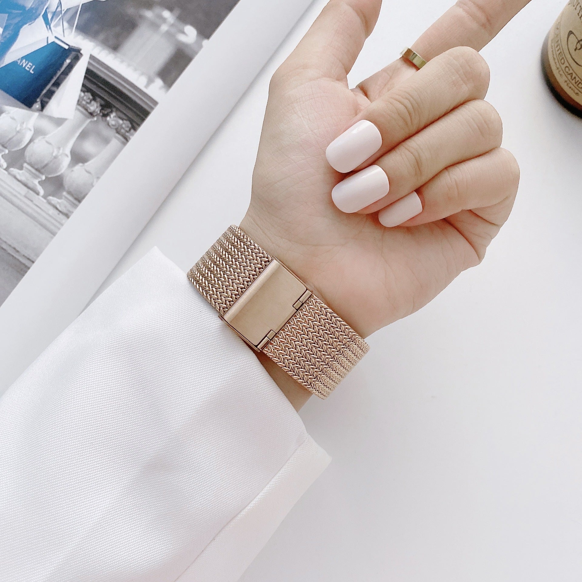 Metal Wheat Ear V-buckle Straight Strap